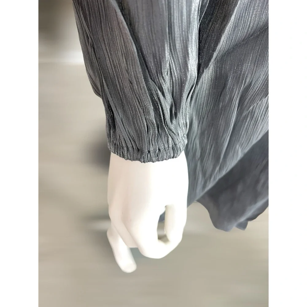 PEACH LOVE CALIFORNIA beautiful grey shimmer dress S M L - Picture 8 of 11